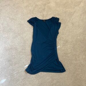 XXI Dark Teal Wrap Top with Ruffled Sleeves